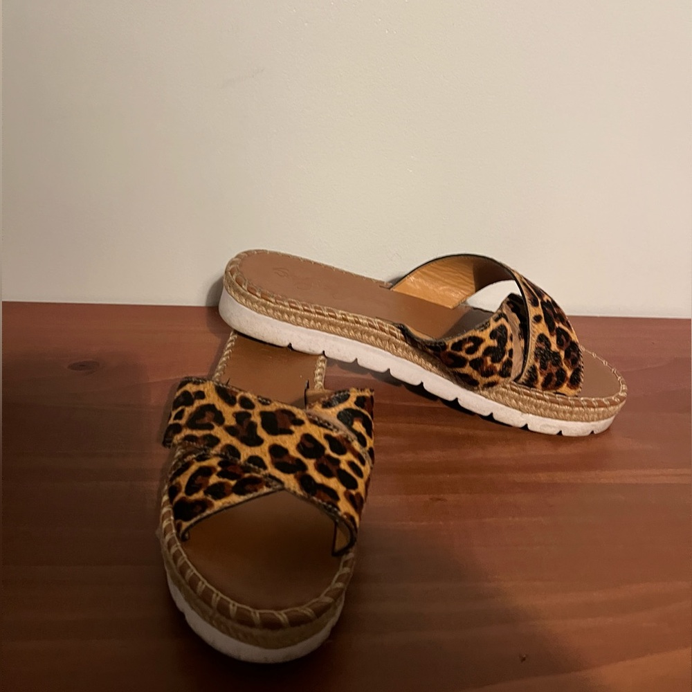 Animal Print and Woven Wicker Sandals